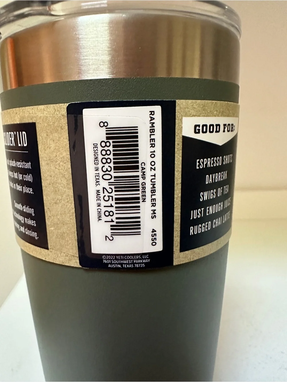 Yeti 10 oz Rambler Tumbler Camp Green. NWT